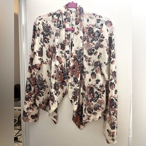 Lush Floral Lightweight Drape Front Jacket